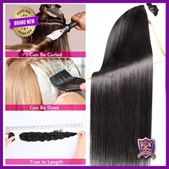 Brazilian Virgin Human Hair Extensions 4 Bundles 22-28 Inch Straight